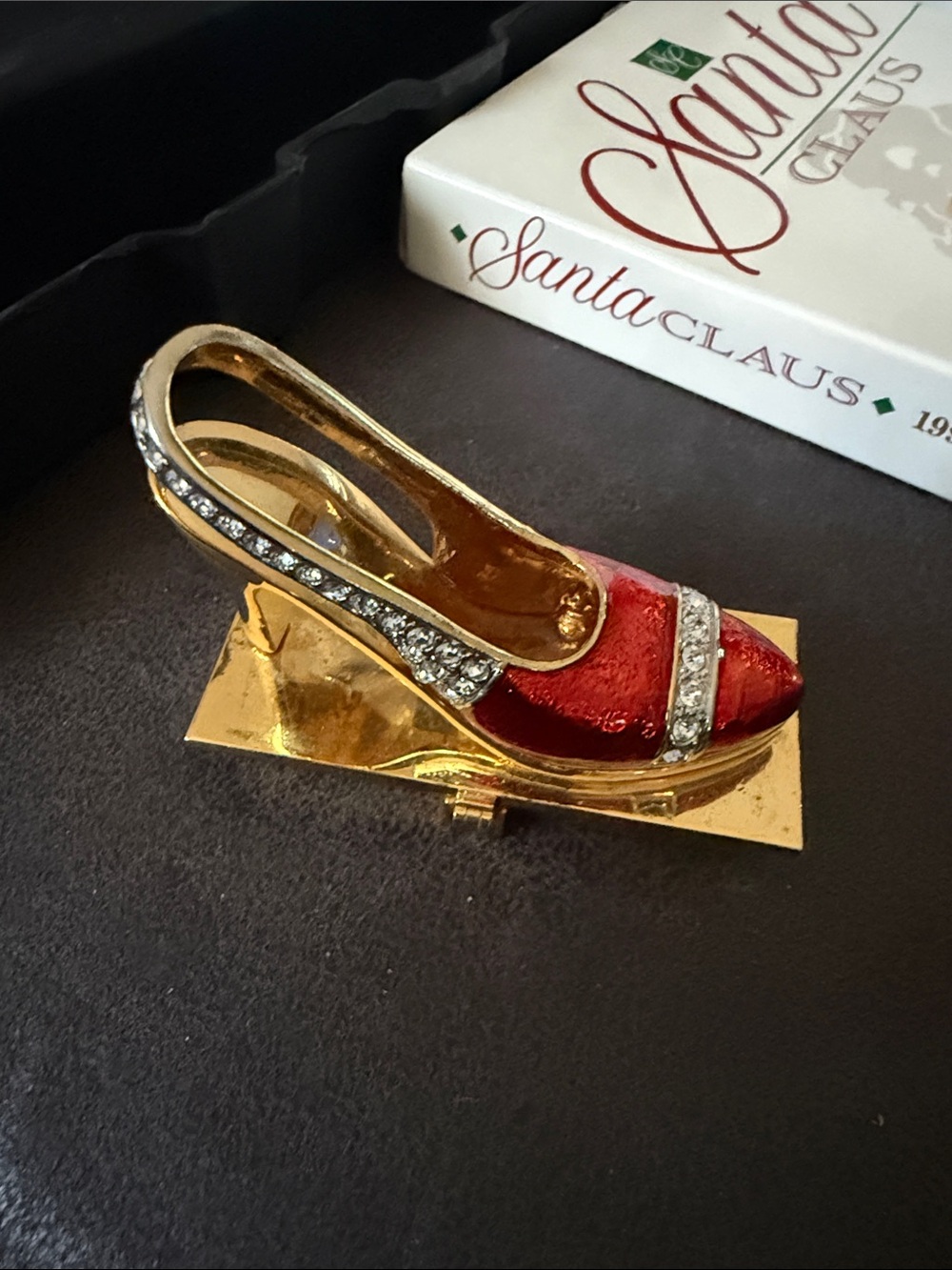 Gold and Red Jeweled Decorative Shoe Accent trinket box - Elegant Home Accent